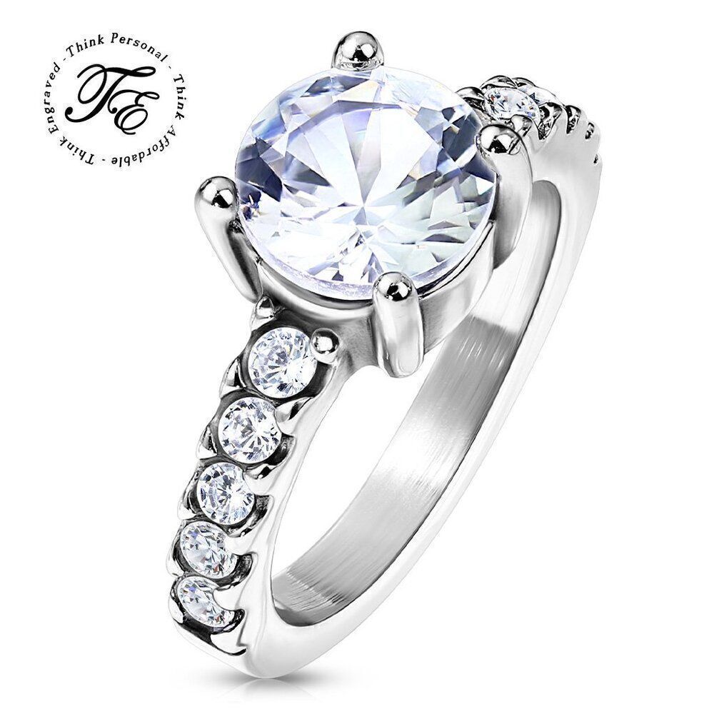 Women's Solitaire Gem Band Promise Ring Paved Band - Promise ring For Girls